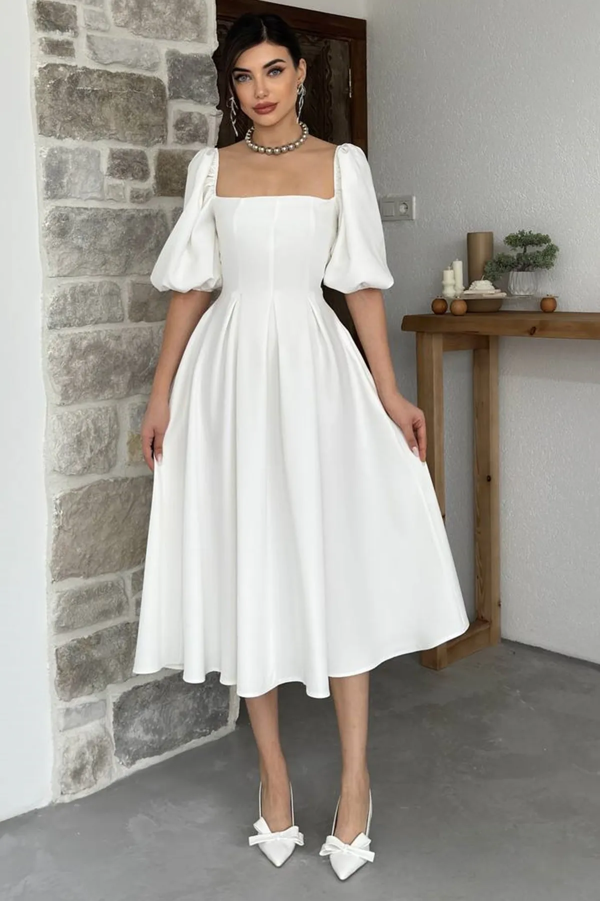 vuvutasarım  Kleid - Weiß - A-Linie