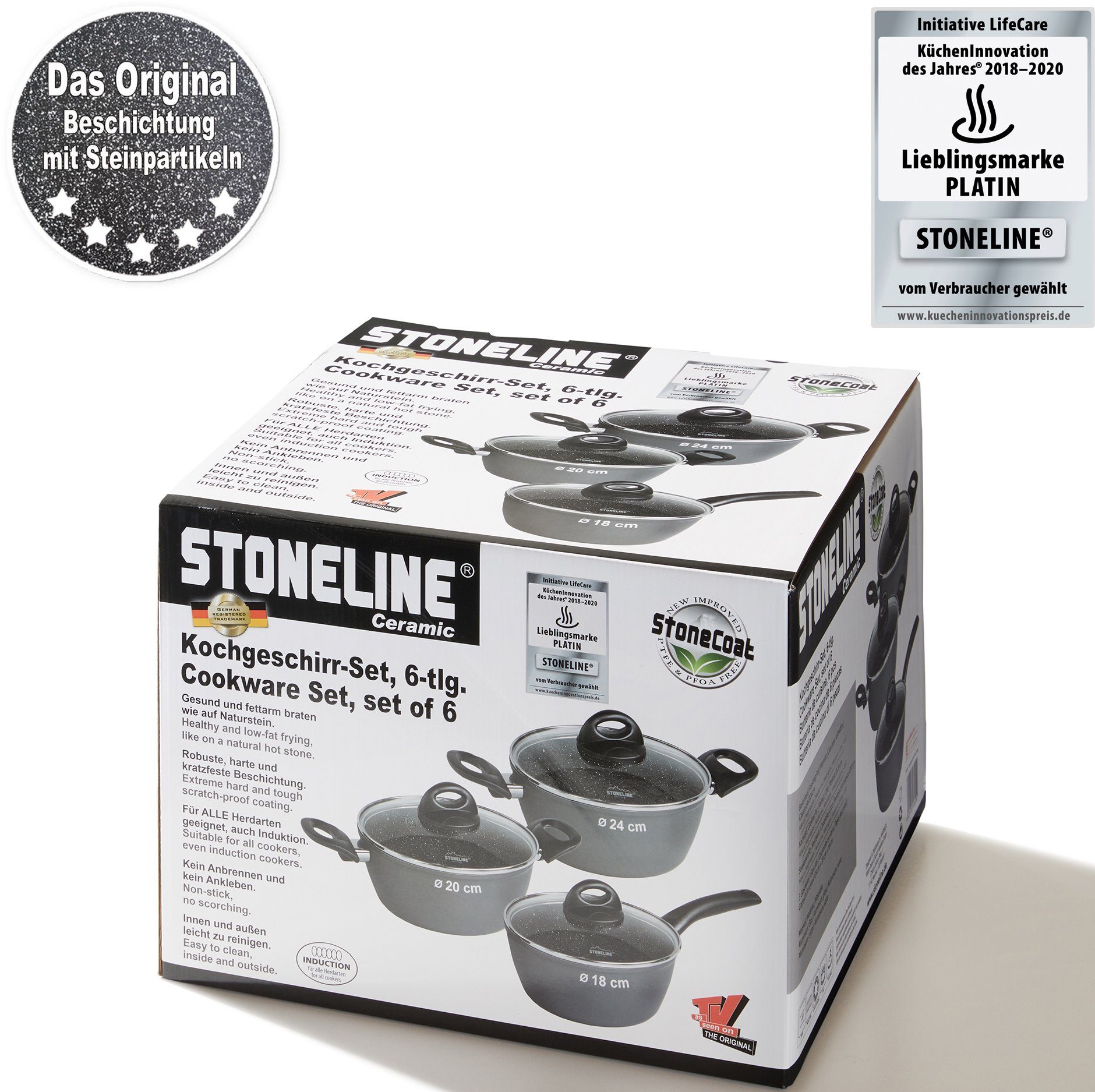 STONELINE Topf-Set CERAMIC, Aluminium (Set, 6-tlg), Induktion