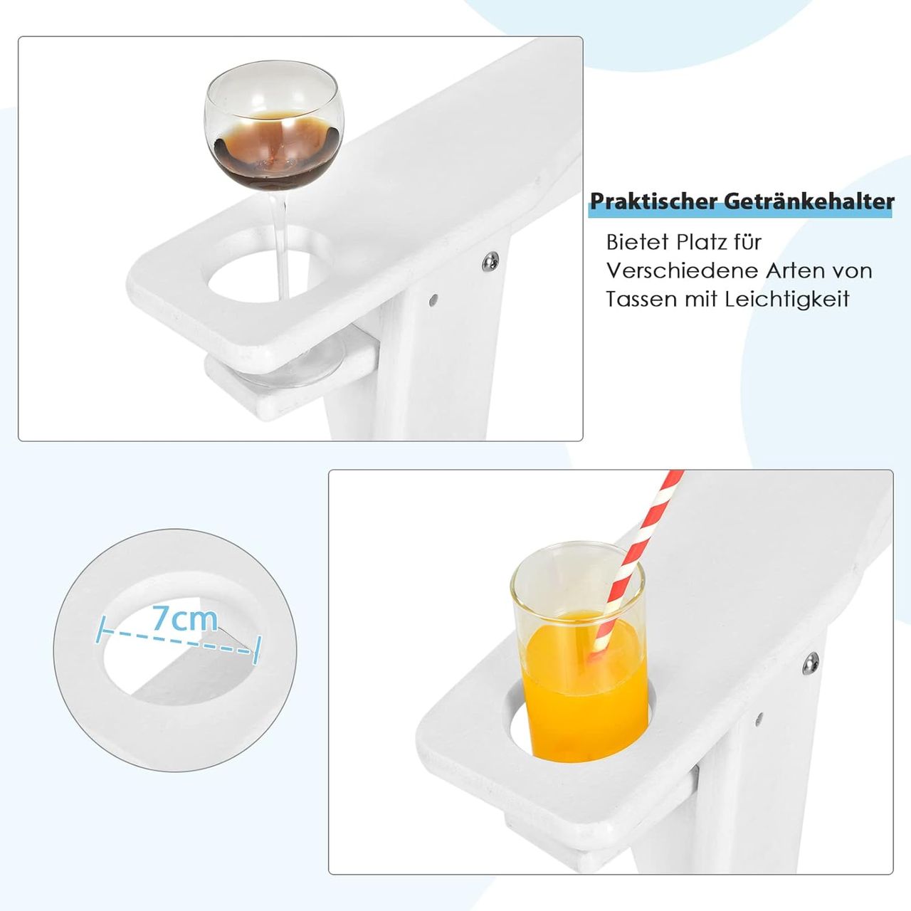 Costway Adirondack Stuhl mit Getränkehalter
