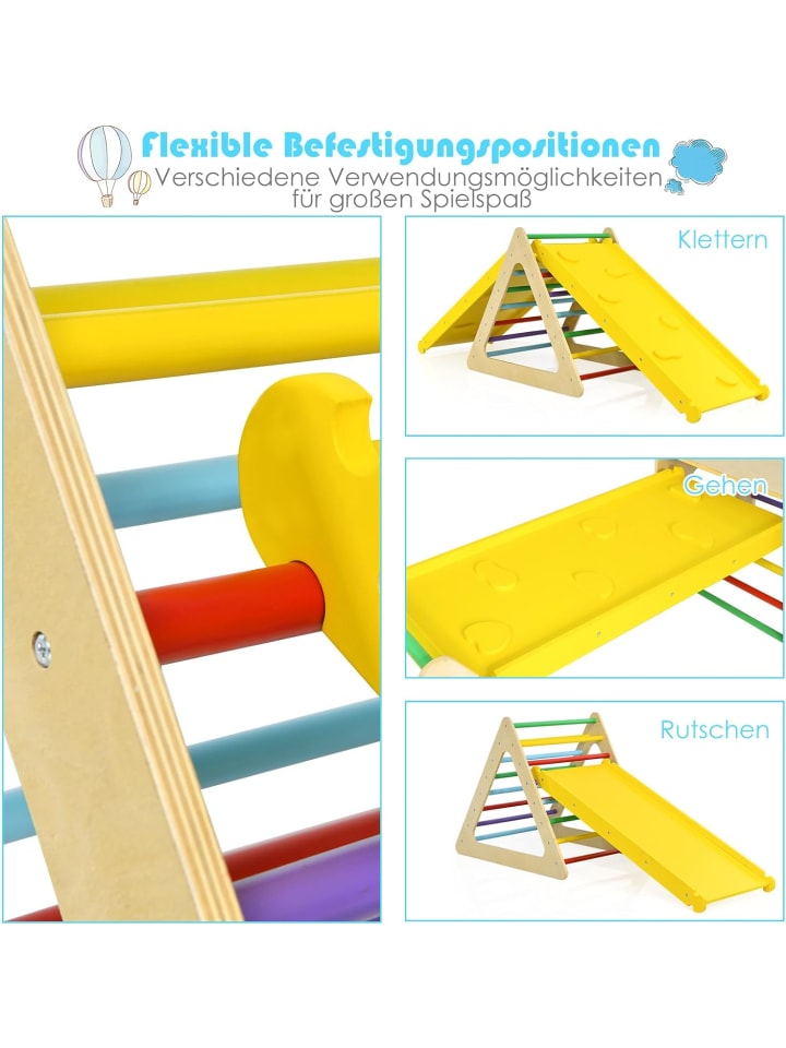 COSTWAY 5 in 1 Kletterdreieck ab 1 Jahr in Gelb günstig kaufen 70 cm