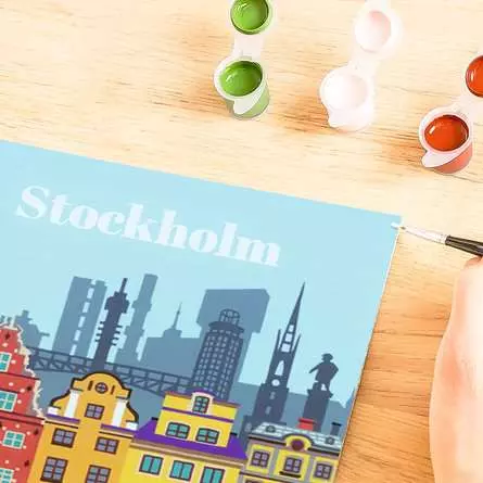 CreArt Farbenfrohes Stockholm - Malen nach Zahlen für Erwachsene