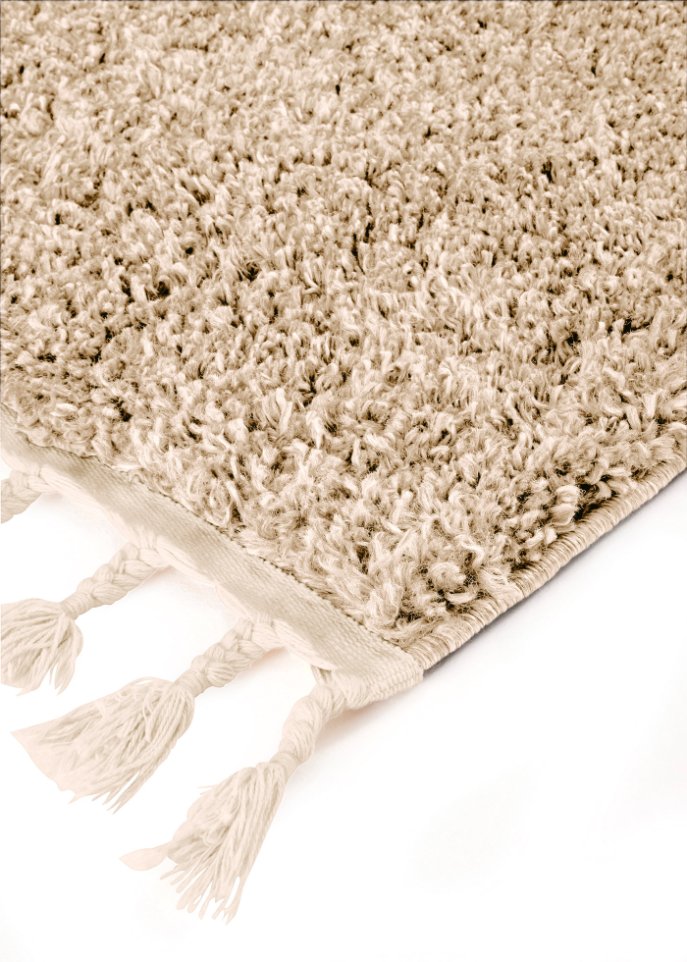 Hochflor Teppich mit Fransen