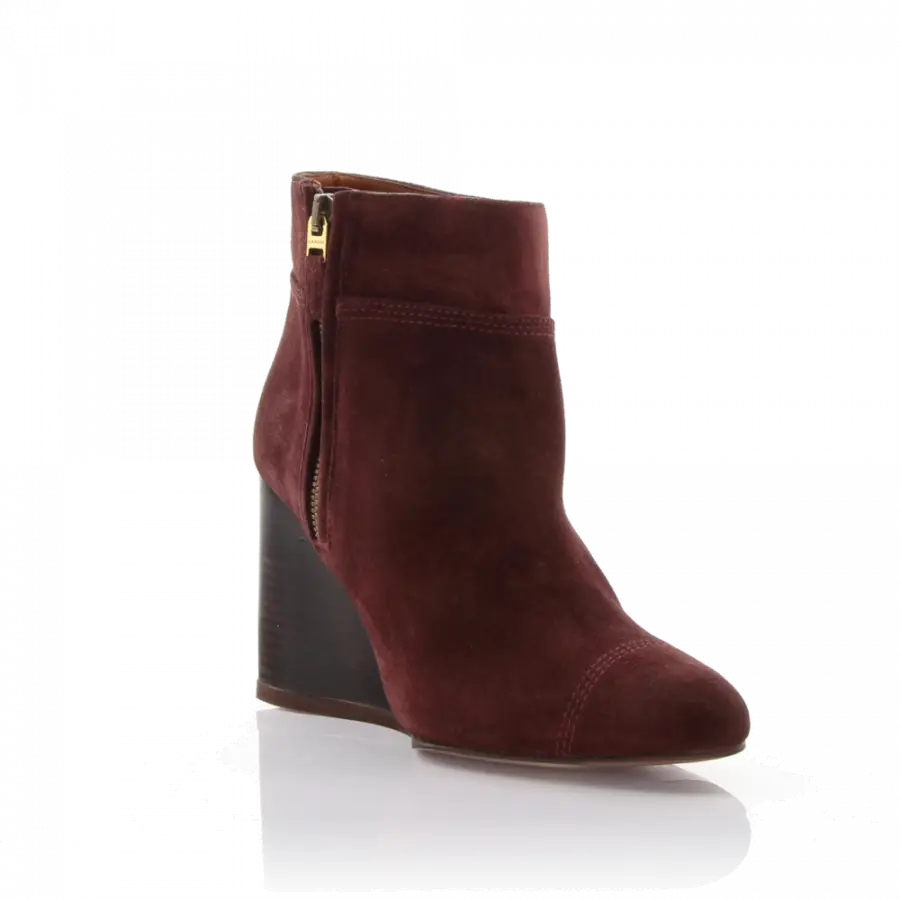 Lanvin - Keilstiefeletten Veloursleder bordeaux - rot