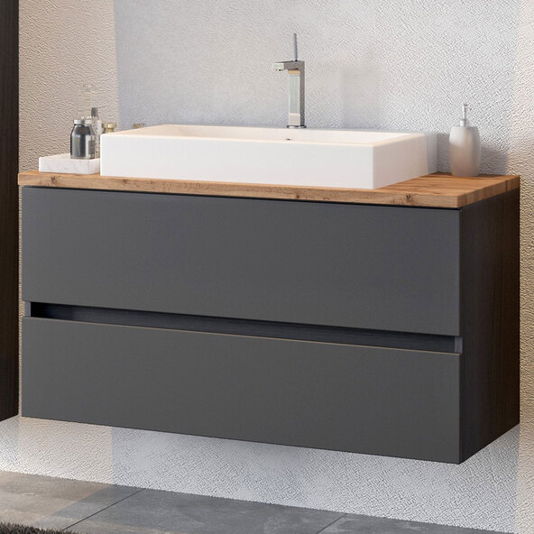 Waschtisch mit Becken Bristol, 100 cm, grau