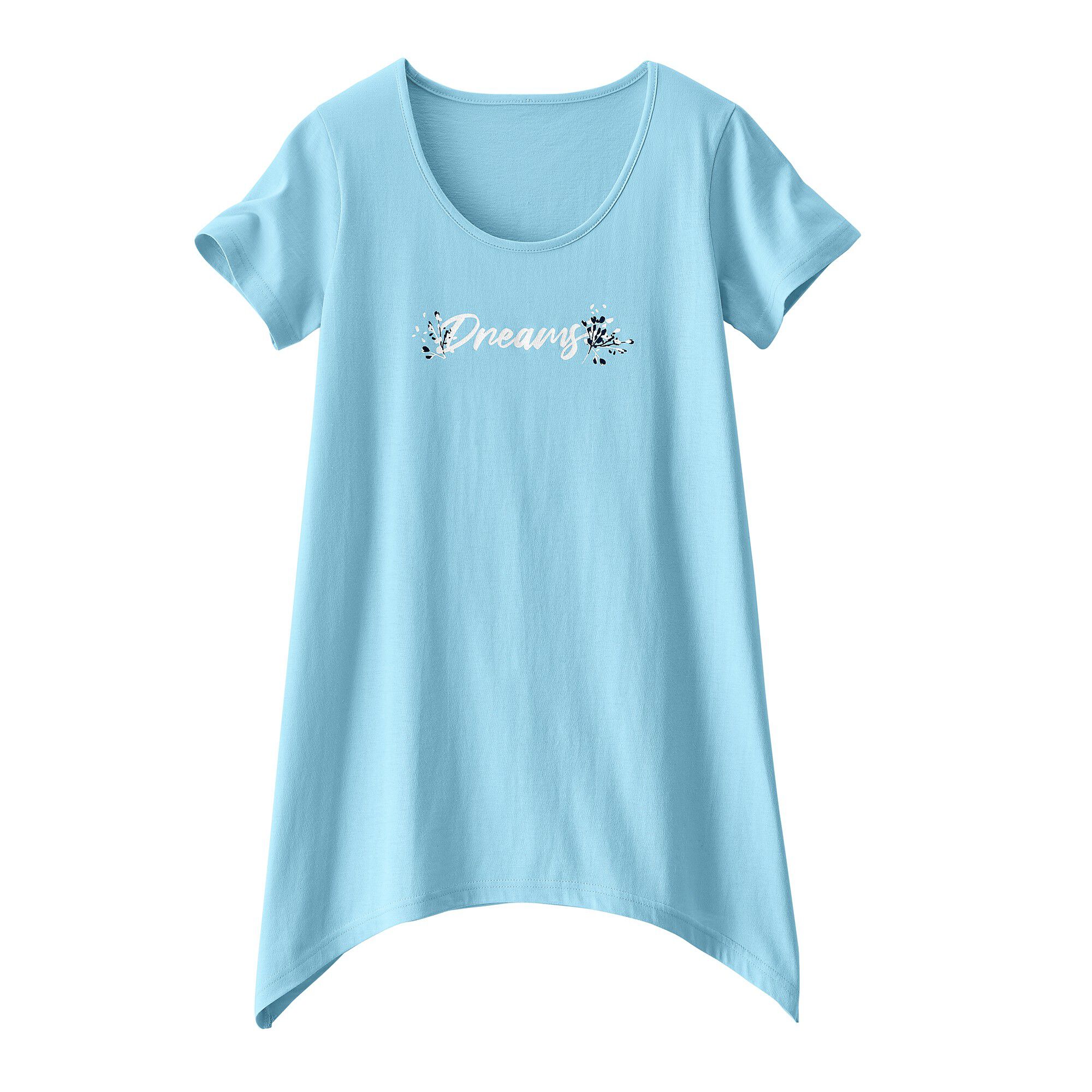Tee-shirt asymétrique manches courtes – turquoise
