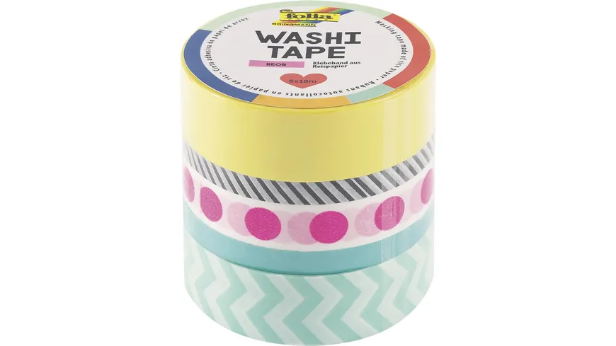 folia Washi-Tape 5er-Set neon-pink 50 m