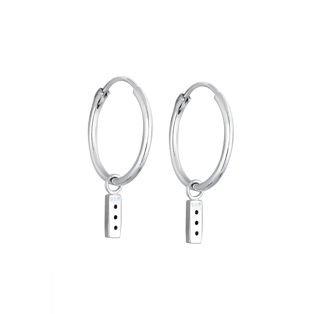 Elli Elli Boucles d'Oreilles Créoles Geo Rectangle Base Cristaux Boucles d'oreilles Fe Boucles d'oreilles
