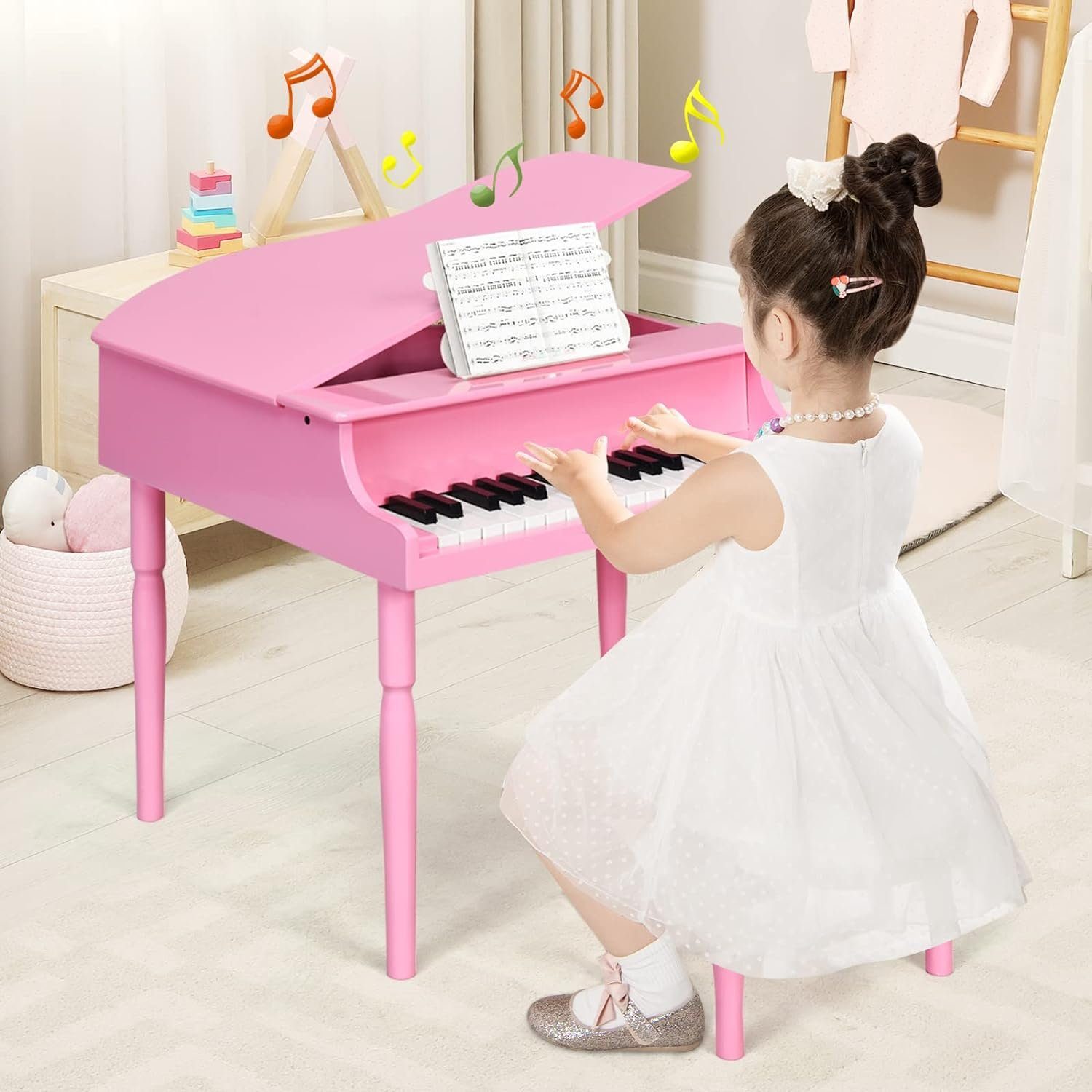 KOMFOTTEU Keyboard Kinderklavier, mit Hocker, für Kinder von 3-8 Jahren