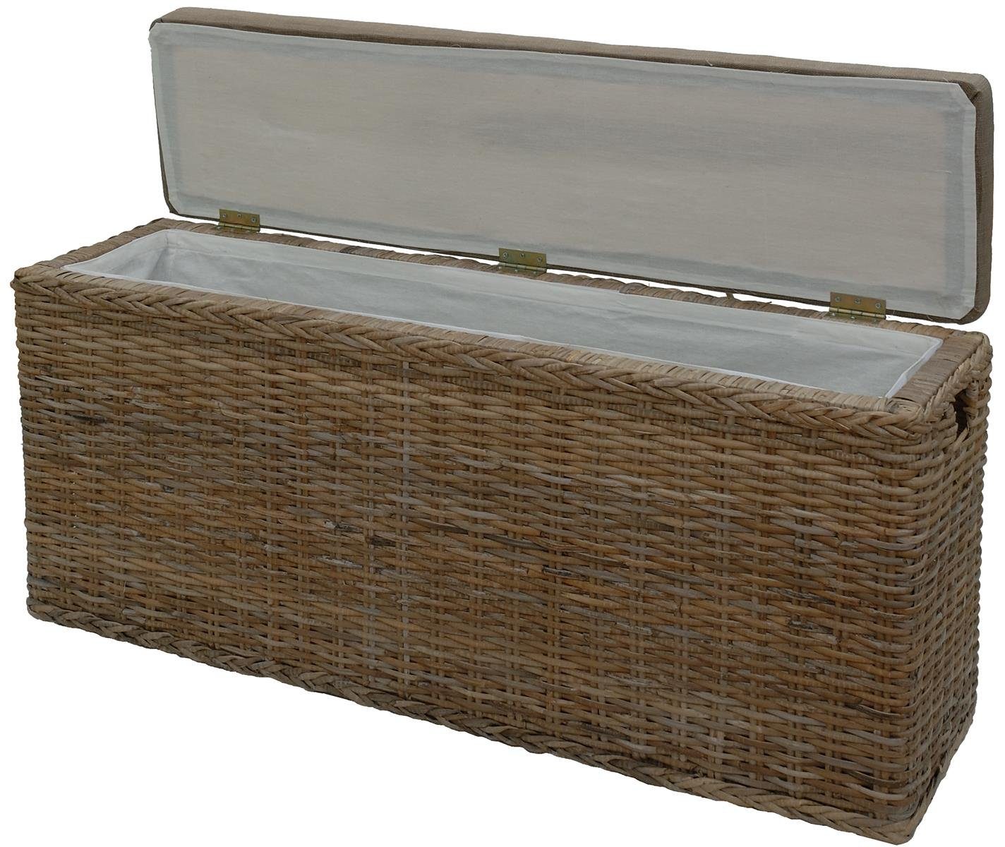 Krines Home Wäschetruhe Breite Sitzbank mit Stauraum Sitztruhe Natur-Rattan Wäschekorb Flur, Sitzbank mit Stauraum