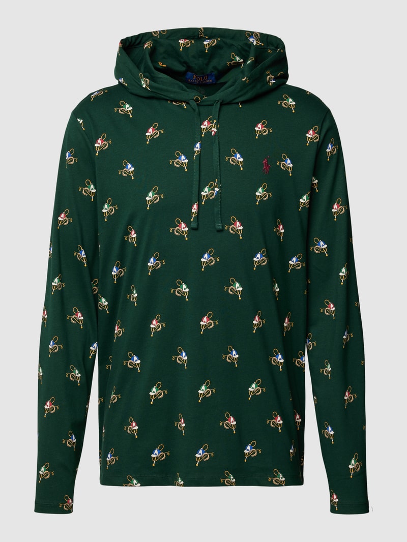 Hoodie mit Label-Stitching in dunkelgrün