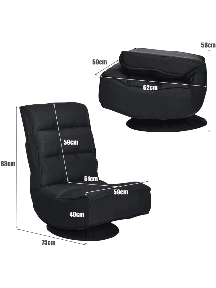 COSTWAY Bodenstuhl 360°drehbar in Schwarz günstig kaufen onesize