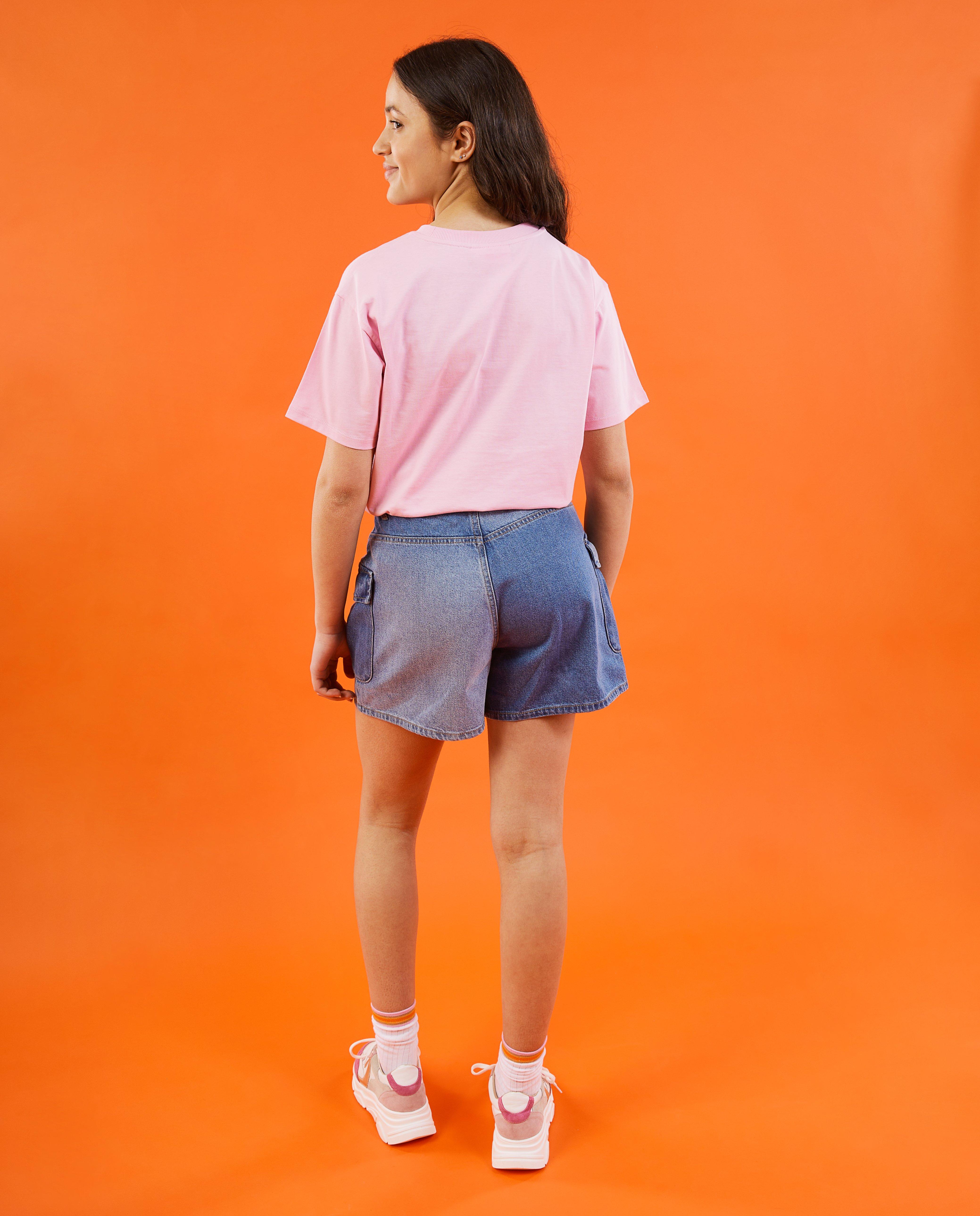 CAMILLE fotómintás póló, XS-XL világos rózsaszín