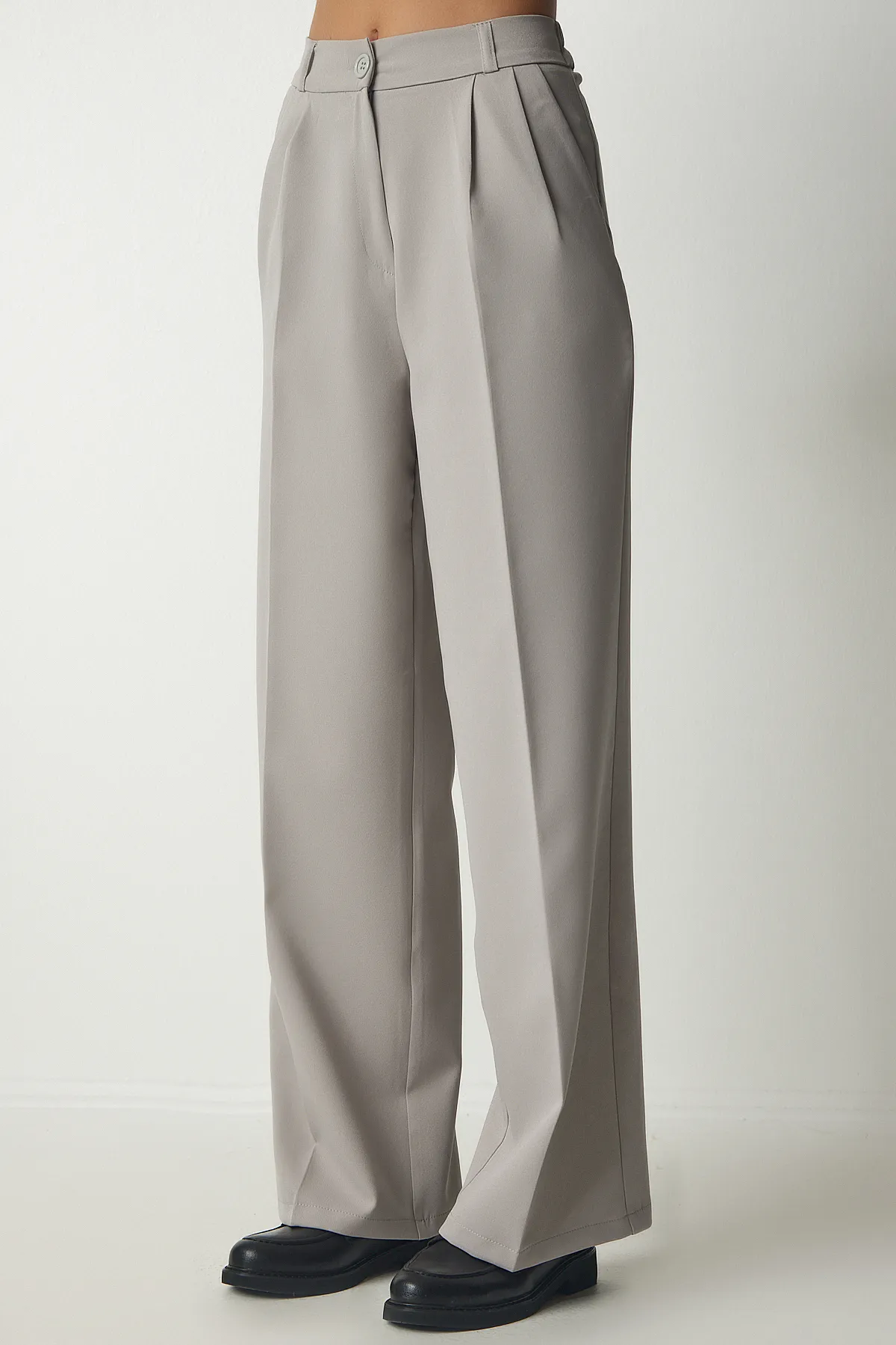 Happiness İstanbul  Damen-Palazzo-Hose mit Steintaschen DW00001