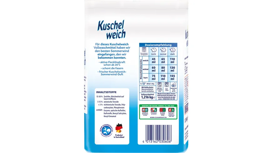 Kuschelweich Vollwaschmittel Pulver Sommerwind 19 WL 1.22 kg
