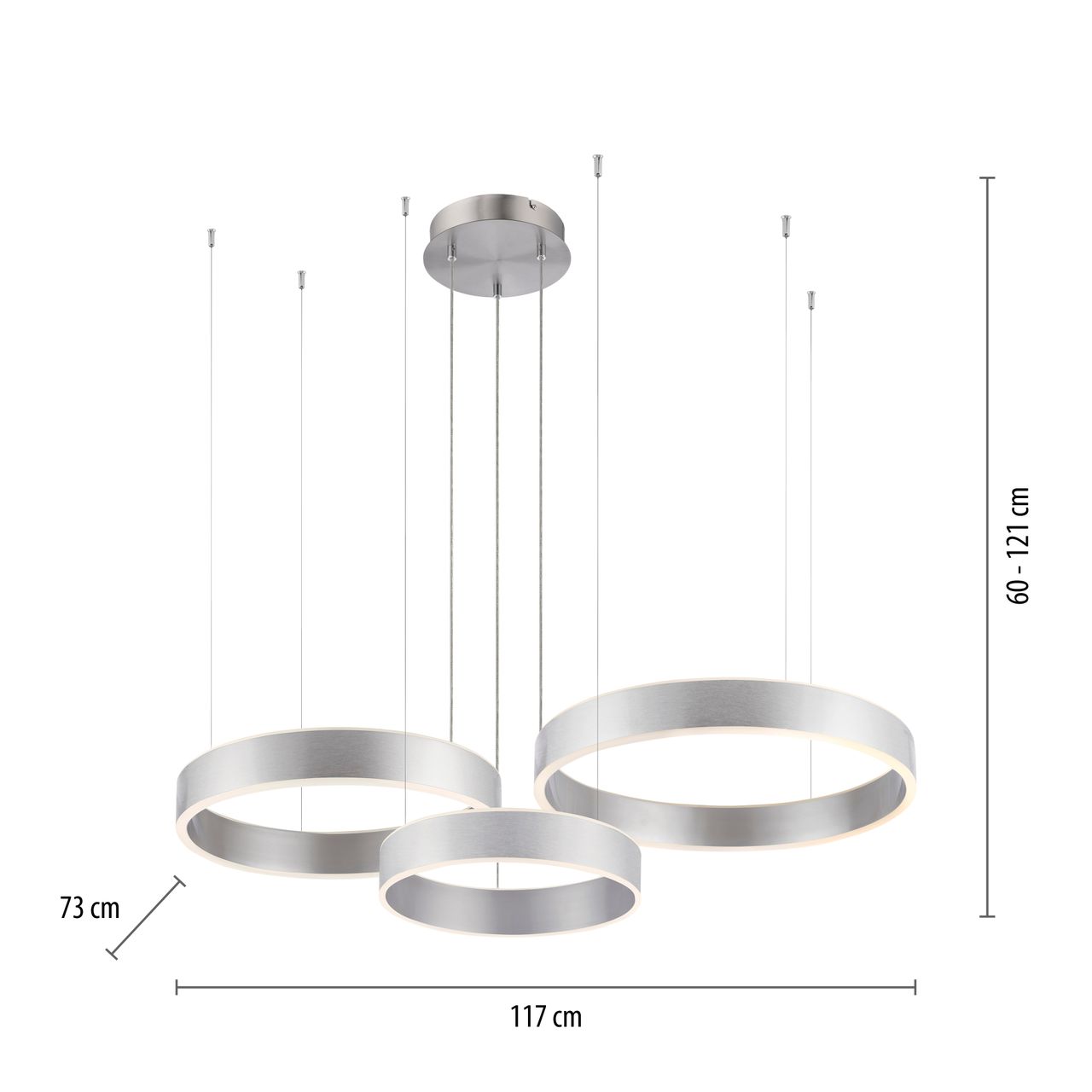 Paul Neuhaus LED Pendelleuchte SCULLI, CCT, dimmbar, separat schaltbar, Stahl