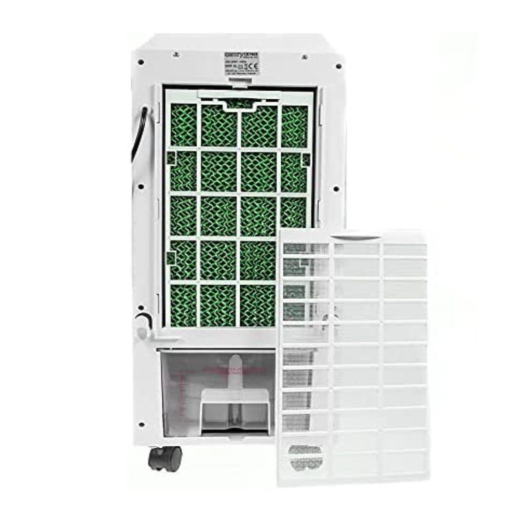 JUNG Ventilatorkombigerät CAMRY mobiles Klimagerät ohne Abluftschlauch, Wasserkühlung, Fernbed, Aircooler, Aircondition, 80W, Luftkühler, leise, Ventilator Kühler