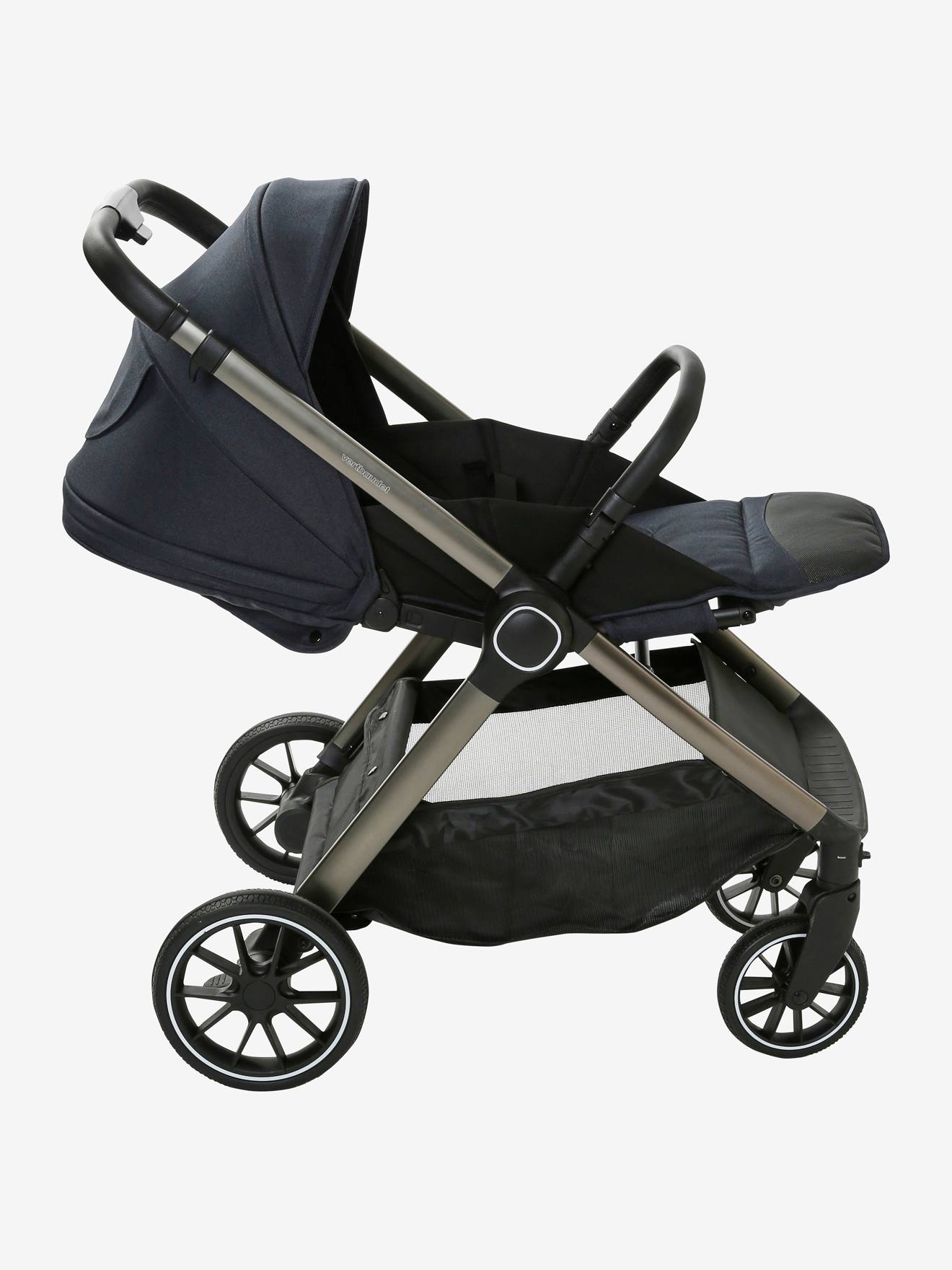 Vertbaudet Kombi-Kinderwagen AURIGA mit Babyschale & Babywanne - schiefergrau