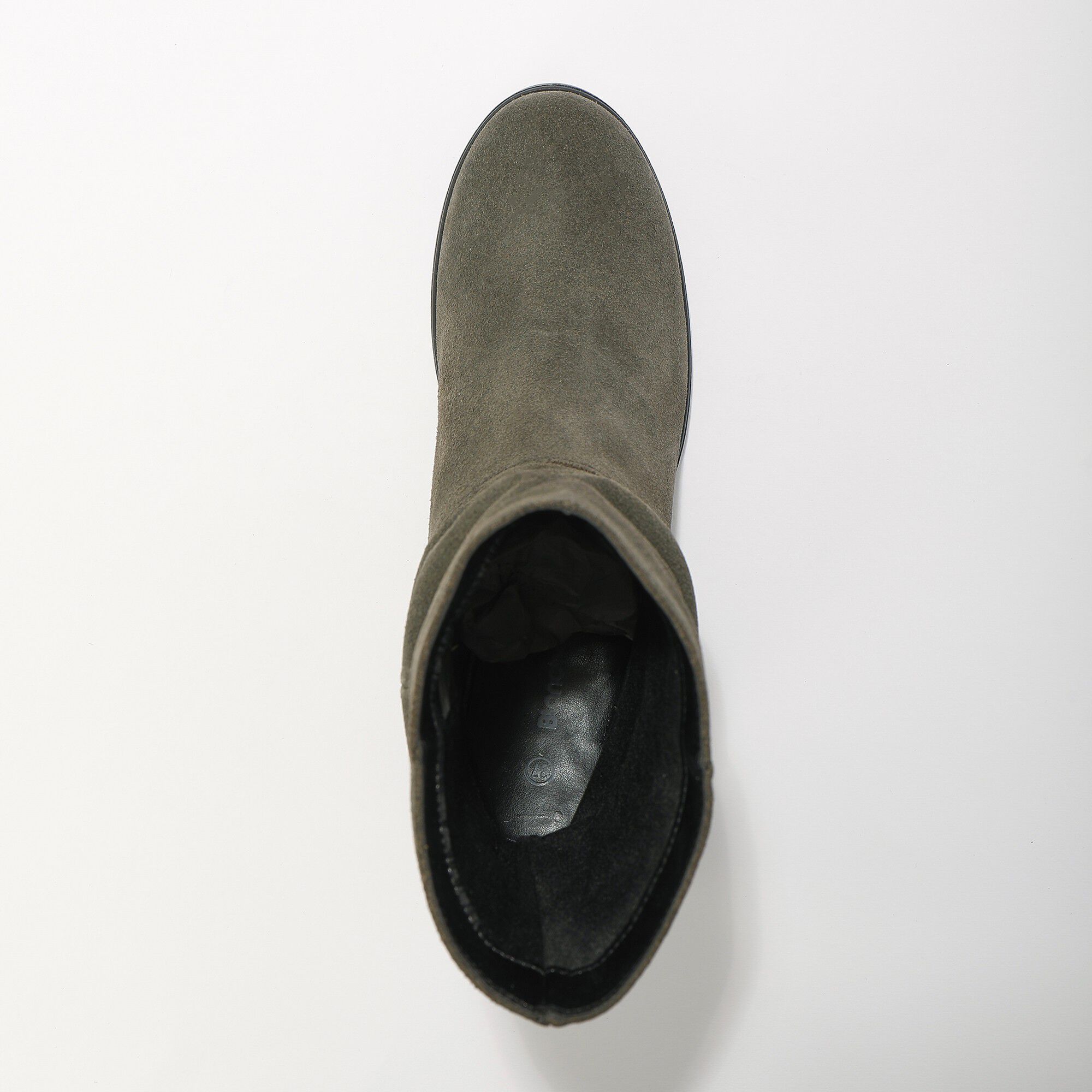 Bottes plissées mi-hautes en daim avec semelle compensée invisible