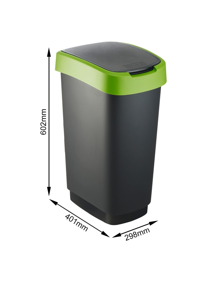 Rotho TWIST Abfalleimer 50l - 2-in-1 Deckel - ideal zur Mülltrennung zuhause in Grün / Schwarz günstig kaufen onesize