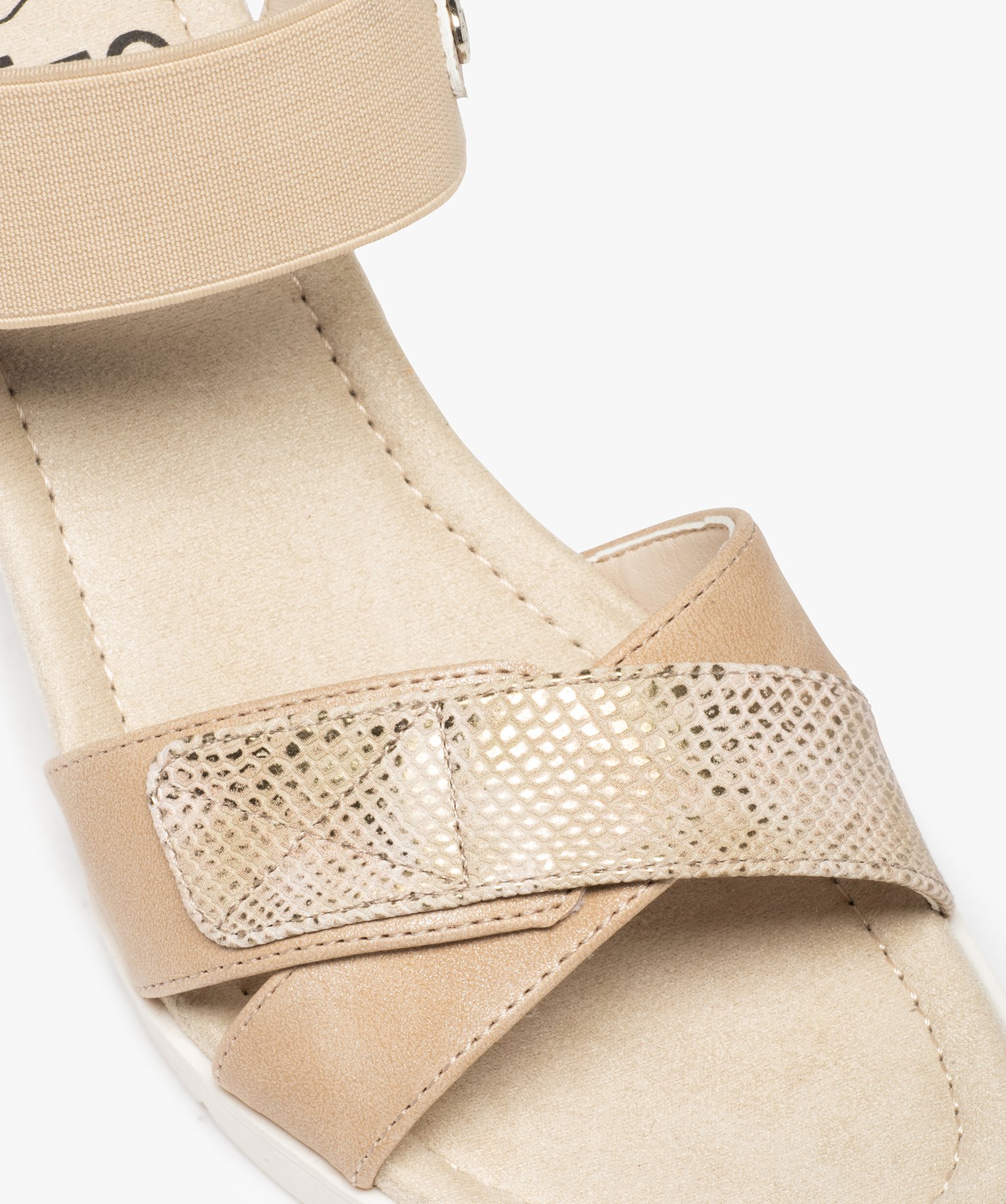 Sandales femme compensées à bride élastique or | GEMO