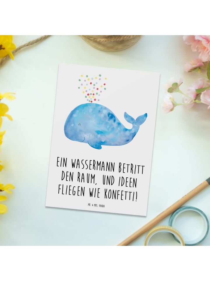 Mr. & Mrs. Panda Postkarte Wassermann Ideenflug mit Spruch in Weiß günstig kaufen onesize