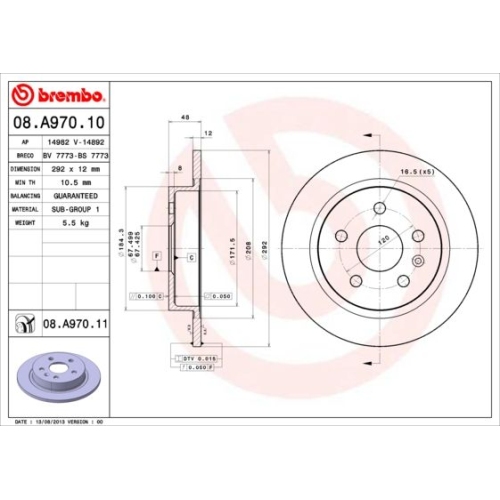 08.A970.11 BREMSSCHEIBE BREMBO HA  VP2 - ATU