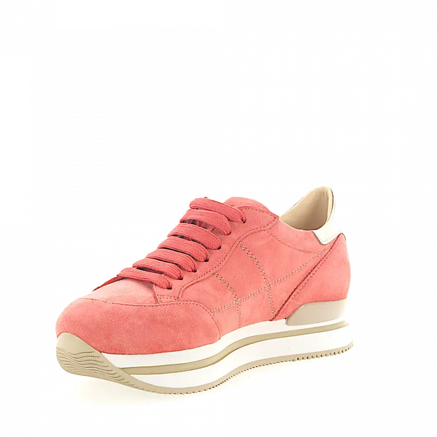 Hogan - Sneaker H222 Plateau Veloursleder coralle Leder metallic gold - orange