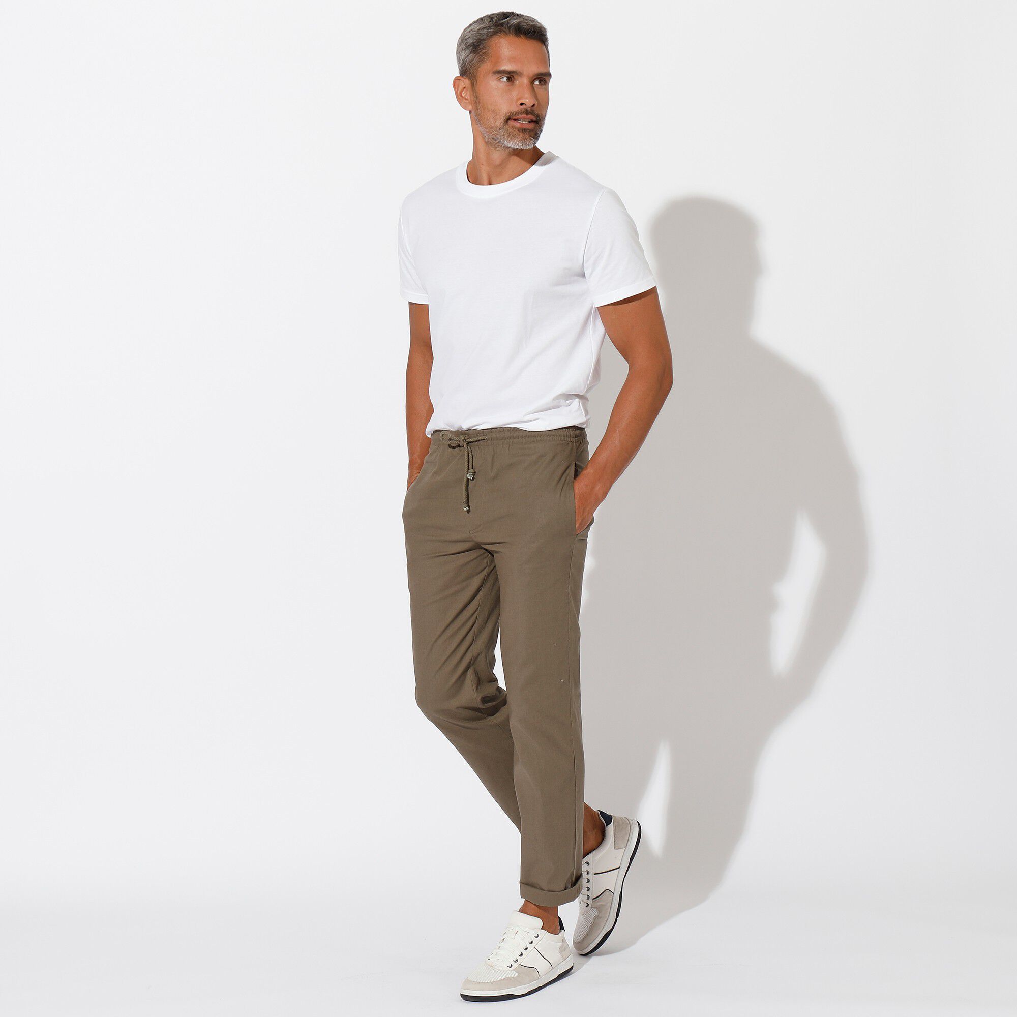 Pantalon toile taille élastiquée