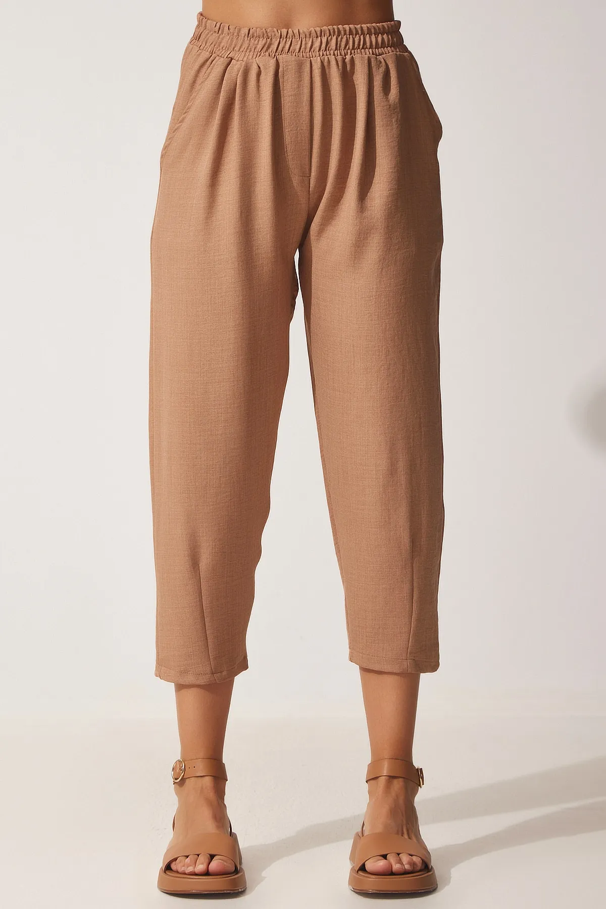 Happiness İstanbul  Damen Biscuit Fließende Ayrobin Bluse Baggy Hose Anzug DP00183