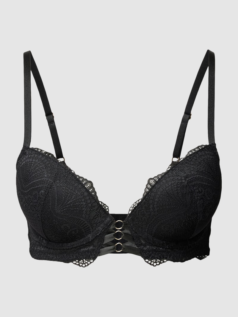 Push-up-BH mit Spitzenbesatz Modell 'Elenora' in schwarz
