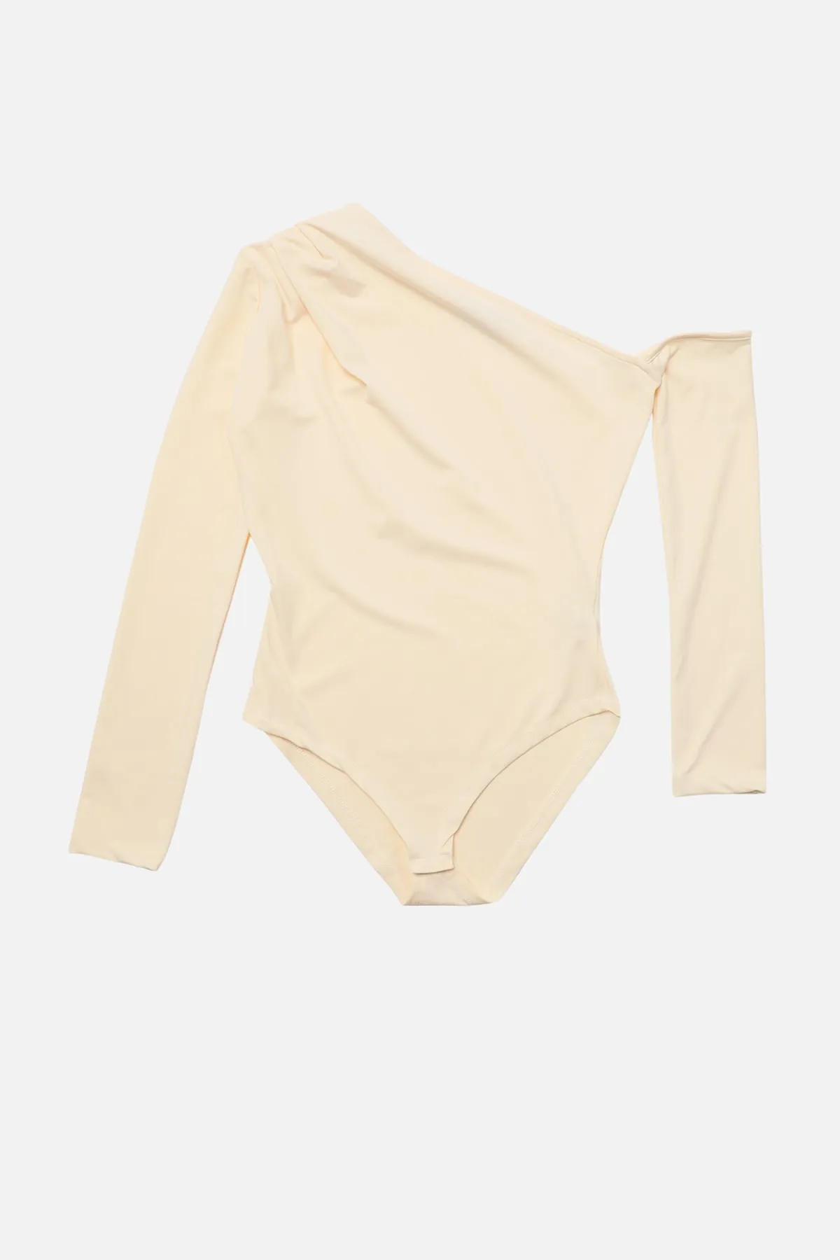 Trendyol Collection  Ecrufarbener, asymmetrischer Kragen, langärmliger Stretch-Strickbody mit Druckknöpfen TWOAW22BD0080