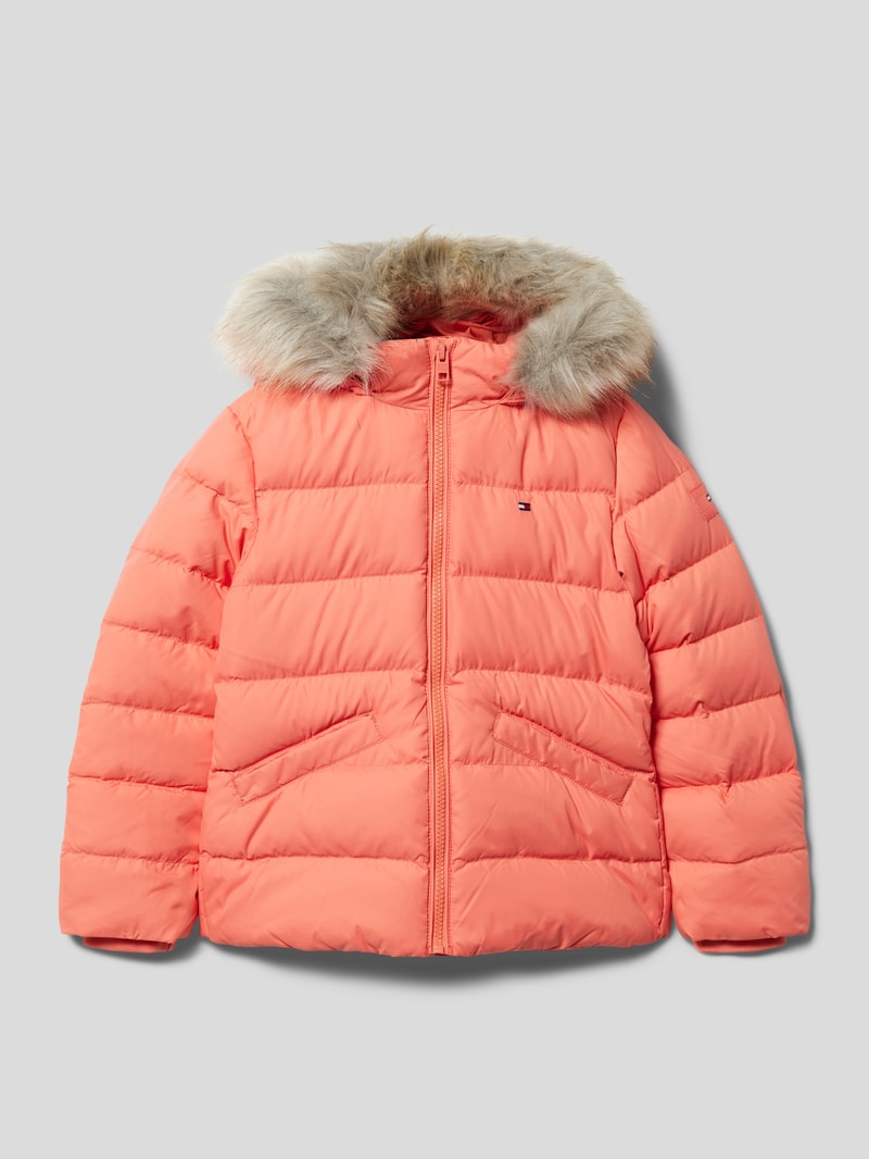 Steppjacke mit Label-Detail Modell 'ESSENTIAL' in lachs