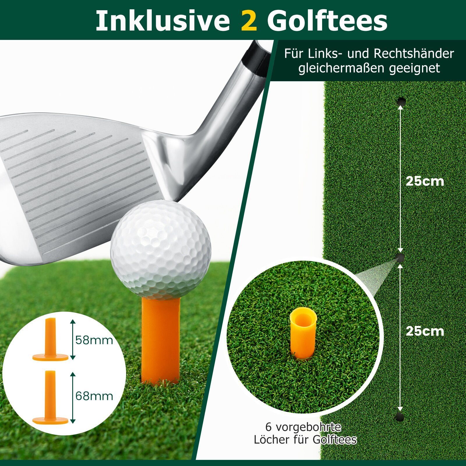 KOMFOTTEU Golf-Abschlagmatte Übungsmatte, 152x92 cm / 152x117 cm, für drinnen & draußen
