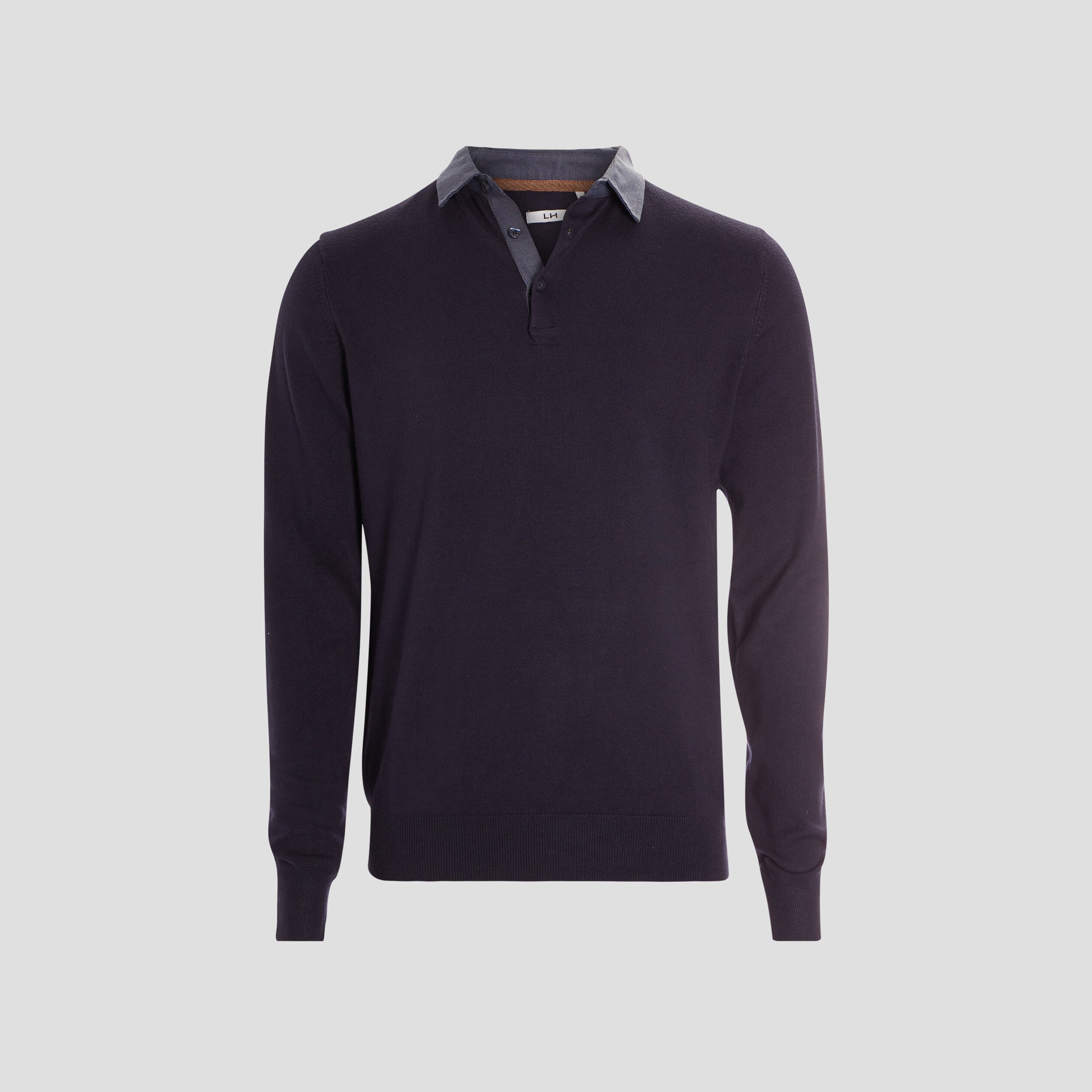 Pull avec col polo bleu marine homme | La Halle