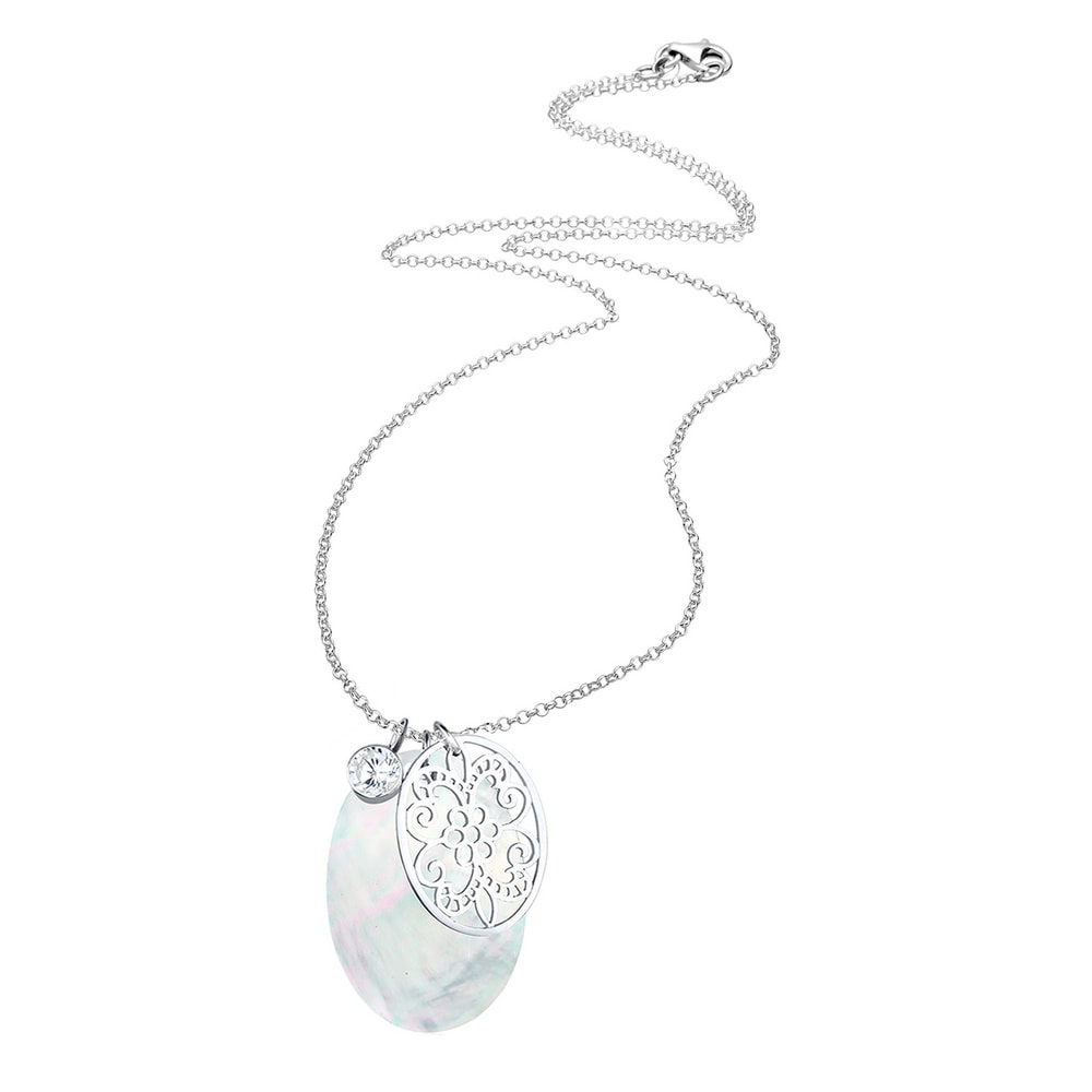 Elli Elli Collier Femme Ornement Nacre avec Zirconia - (925/1000) Argent collier