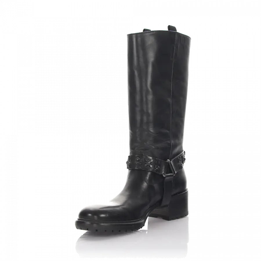 Rossano Bisconti - Cowboystiefel PARMA Kalbsleder Metallverzierung Zierschnalle schwarz - schwarz