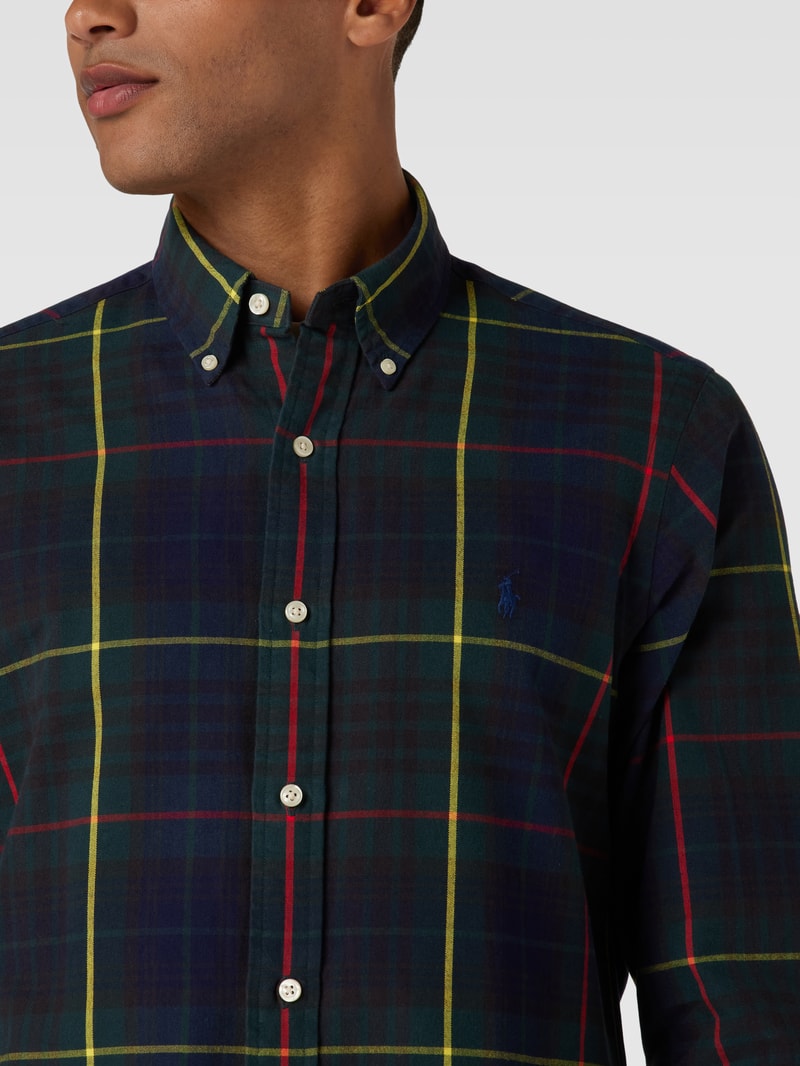 Custom Fit Freizeithemd mit Tartan-Karo in dunkelgrün