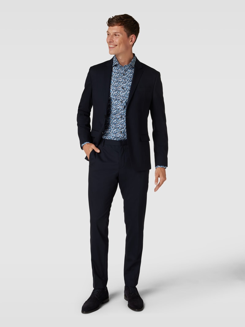Business-Hemd mit Allover-Muster Modell 'Trostol' in marineblau