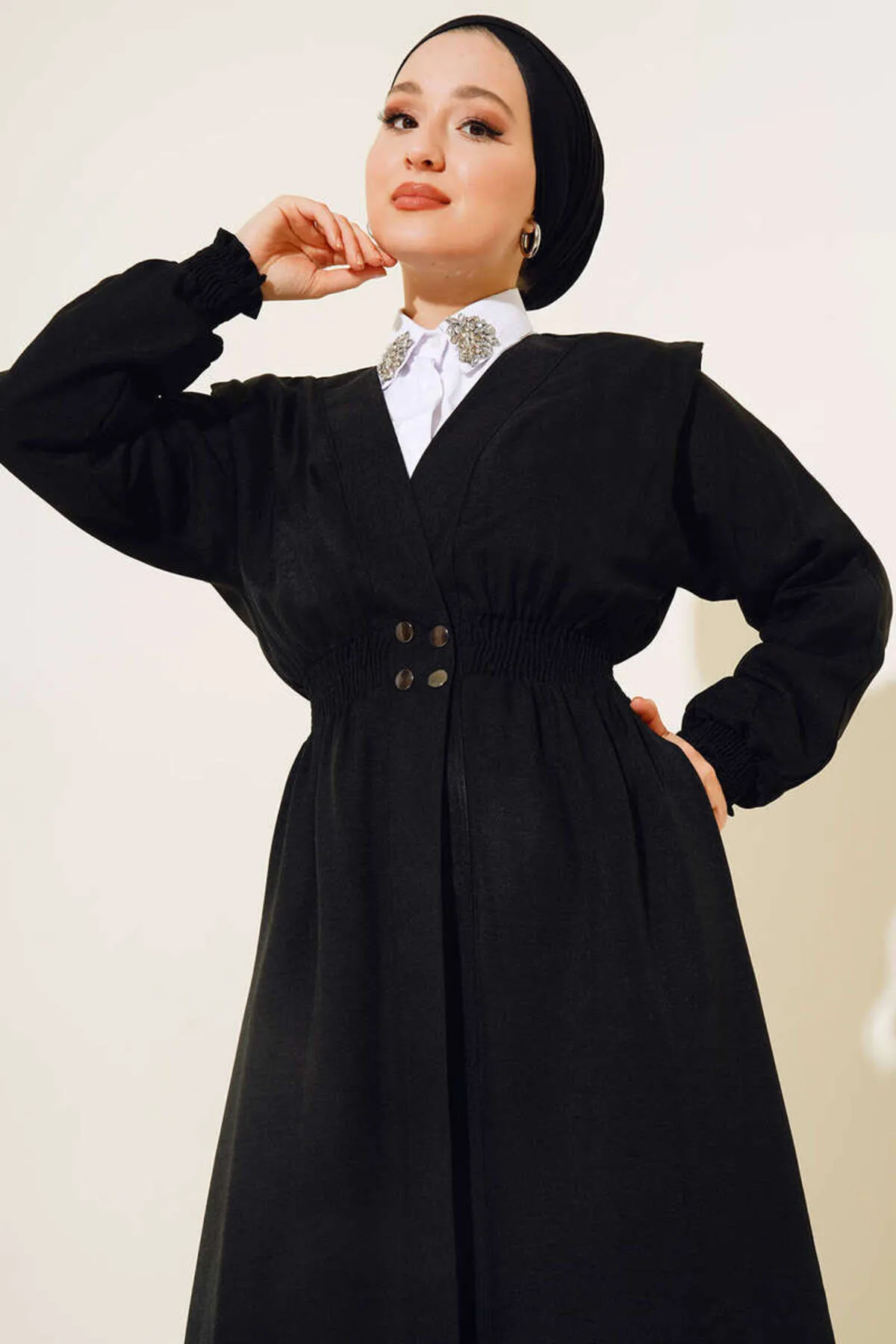 VOLT CLOTHİNG  Damen-Taillenkappe mit Gimped-Druckknopf