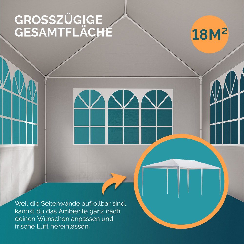 Casaria Partyzelt Rimini, anthrazit 3x6m UV-Schutz 18m² Wasserabweisend 6 Seitenteile Pavillon