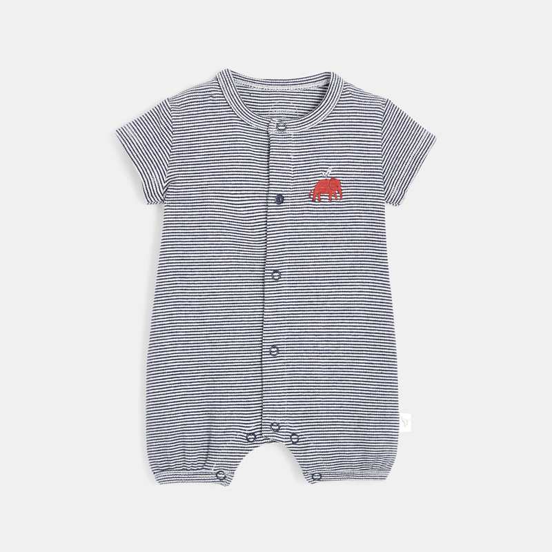 Combishort bébé en coton bio bleu Absorba