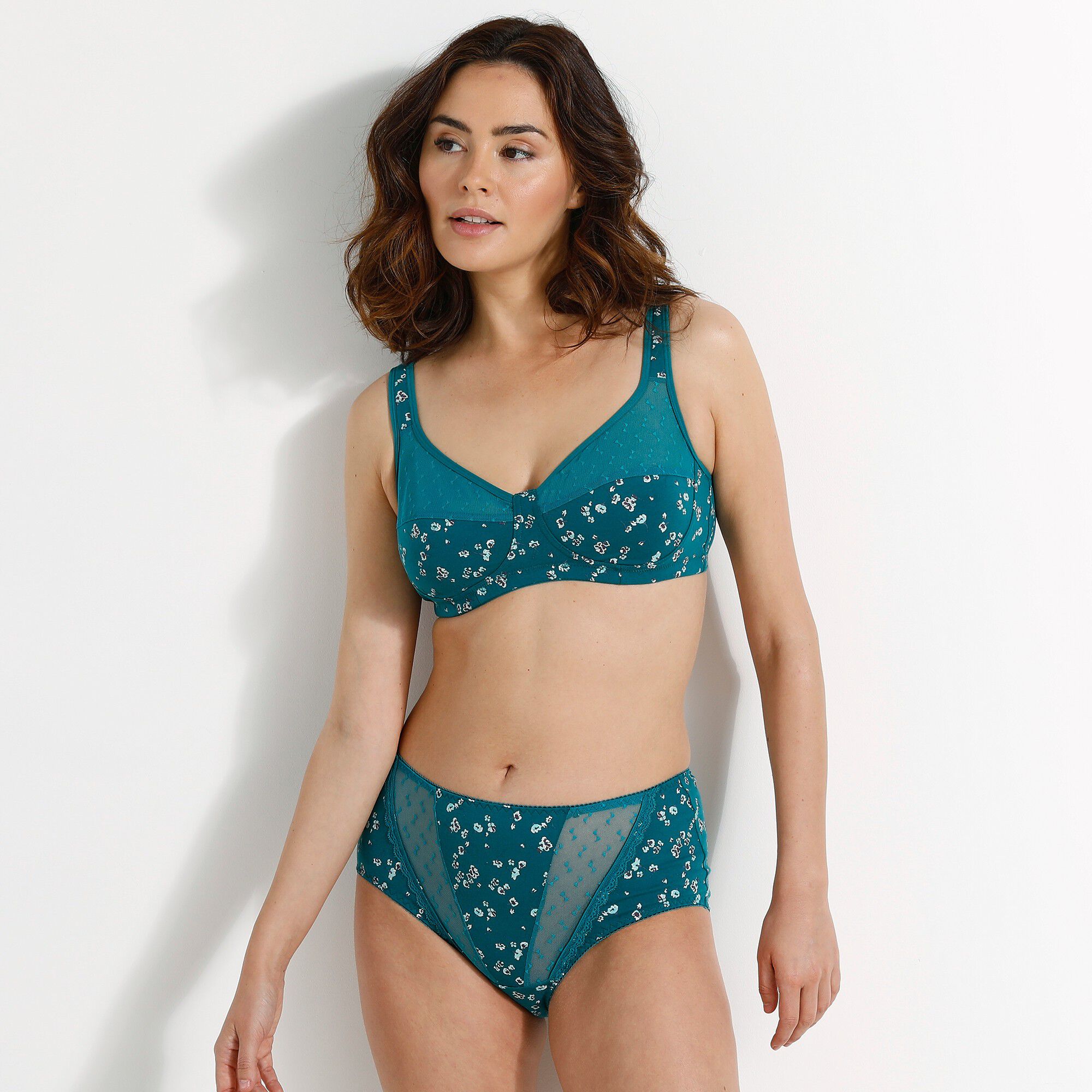 Culotte coton stretch imprimé fleuri forme midi Casma
