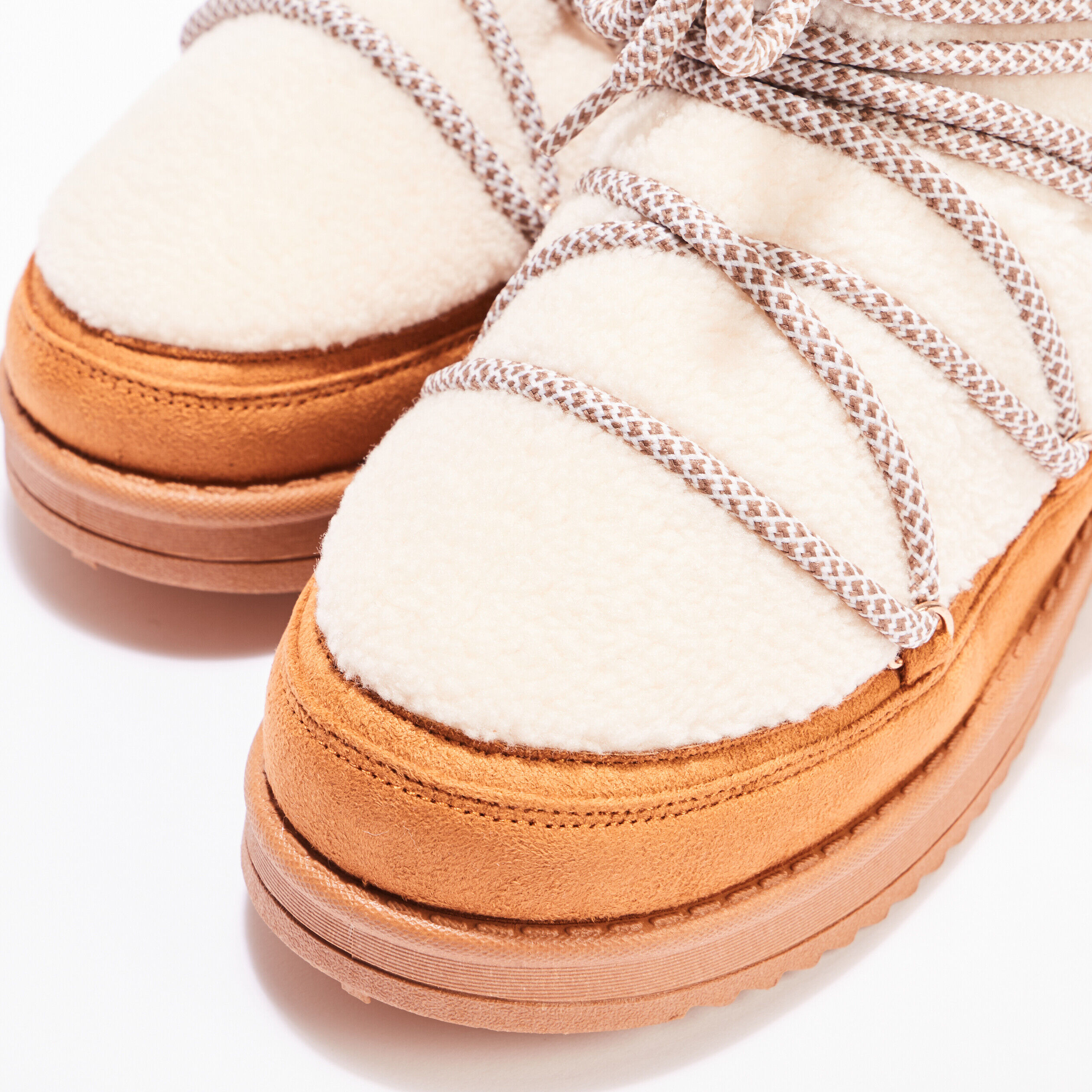 Bottines après-ski à lacets camel femme | Cache Cache