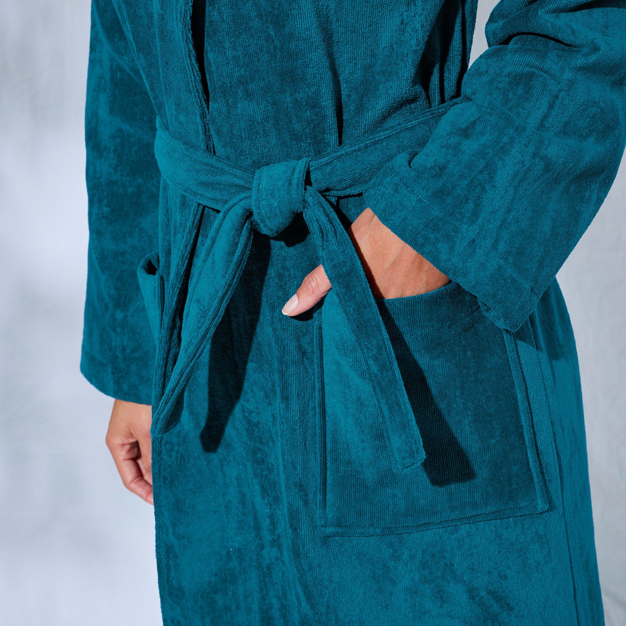 Peignoir mixte adulte éponge velours col châle