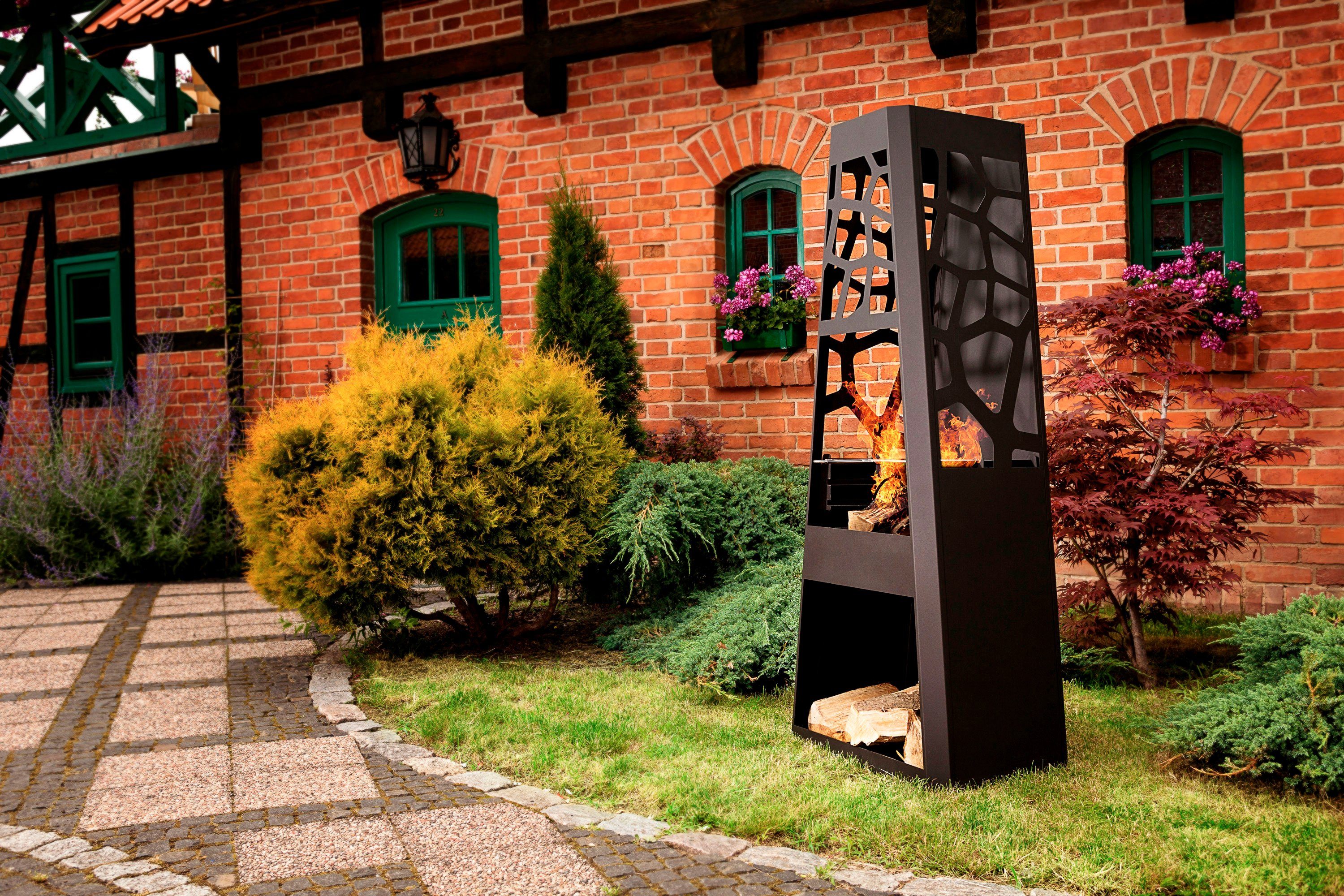 dobar Feuerstelle XXL, Gartenkamin, BxLxH: 57,5x38x148 cm, inkl. Grillrost