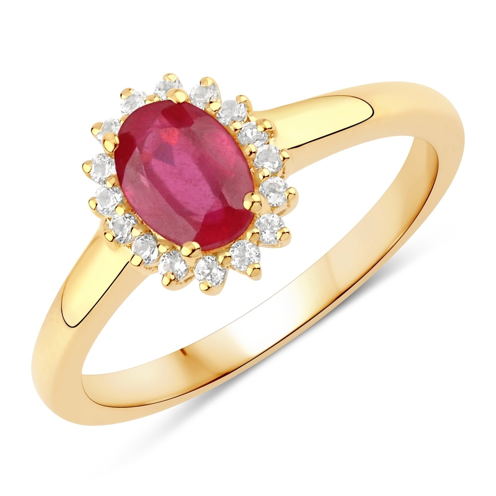 Rafaela Donata Bague Argent sterling Rubis (verre rempli) en Or jaune Bague