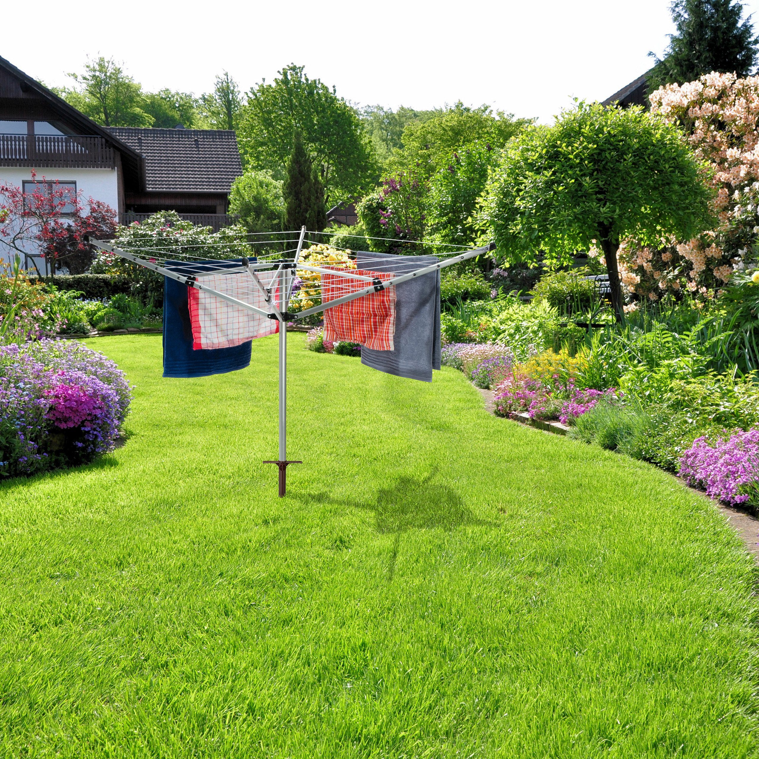 relaxdays Schirmhalter Bodenhülse für Sonnenschirm braun