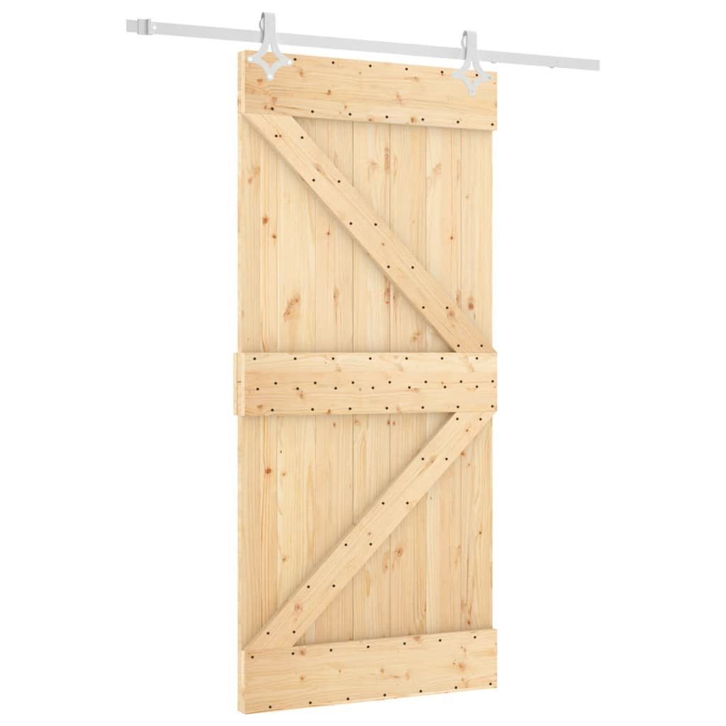 vidaXL Zimmertür Schiebetür mit Beschlag 95x210 cm Massivholz Kiefer Zimmertür Innentür