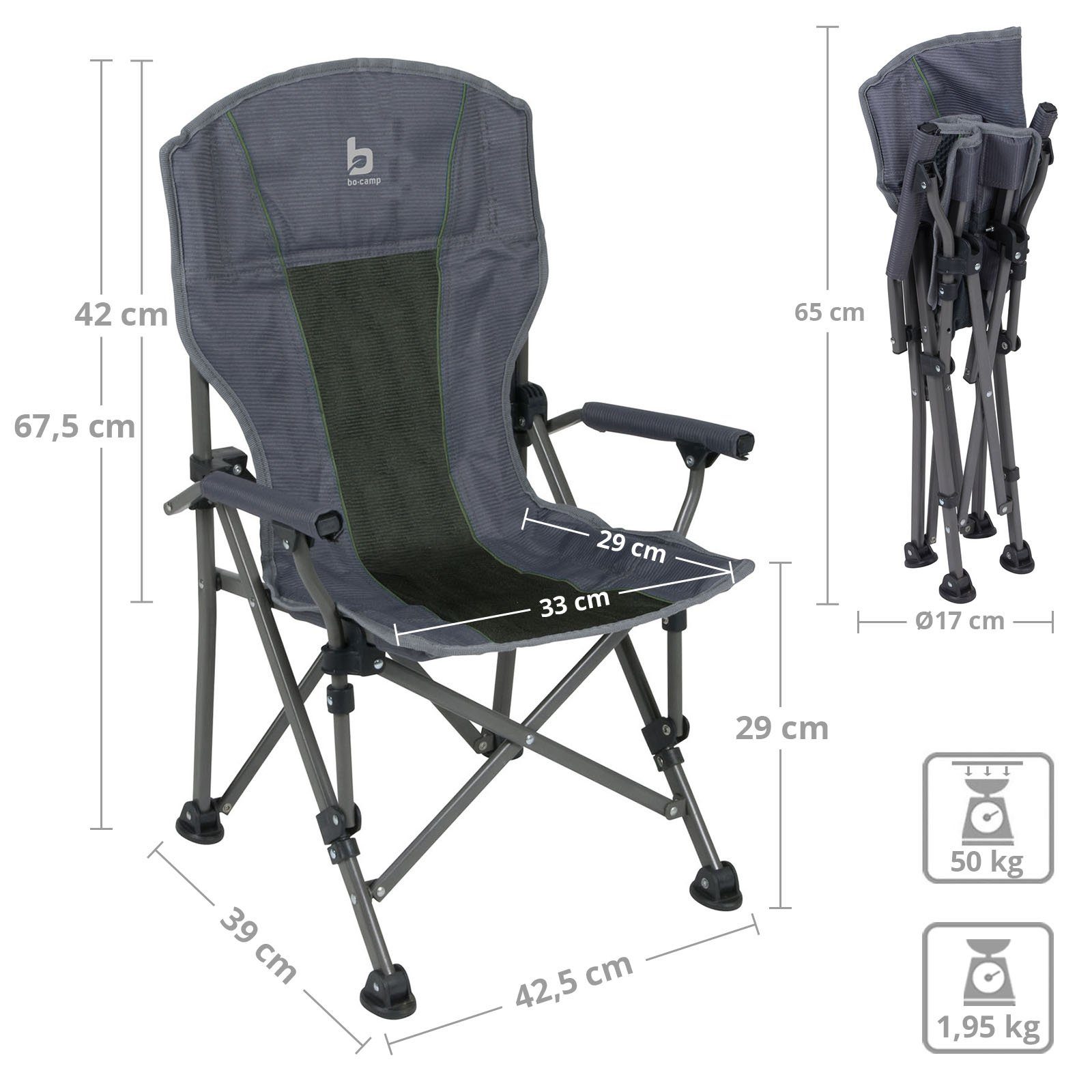 Bo-Camp Campingstuhl Kinder Stuhl Campingstuhl Klappstuhl, Strand Faltstuhl Faltbar Stahl 50kg