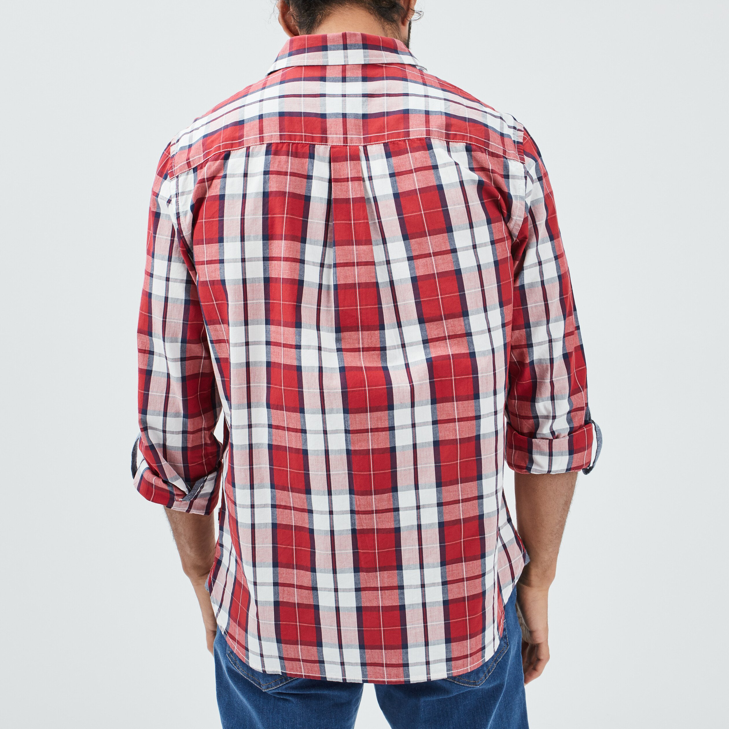 Chemise droite manches 3 4 rouge homme | La Halle